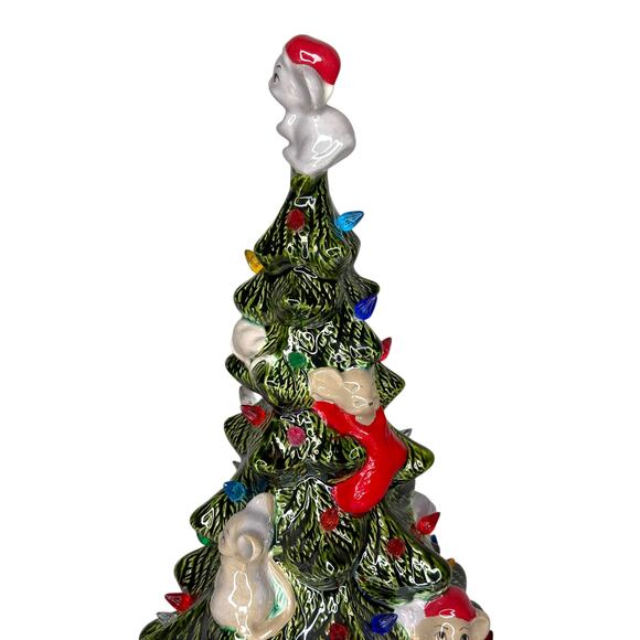 Vintage 1987 Kimple Mold 14" Christmas Mouse Ceramic Tree - NO Base with Light - Picture 11 of 17